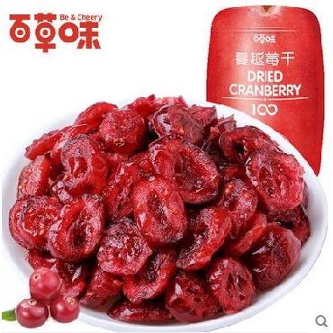 【百草味-蔓越莓干100gx2袋】蜜饯零食水果干 无添加剂