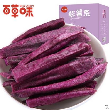 【百草味-紫薯条90gx2盒】即食果蔬干芋头条地瓜干特产零食小吃