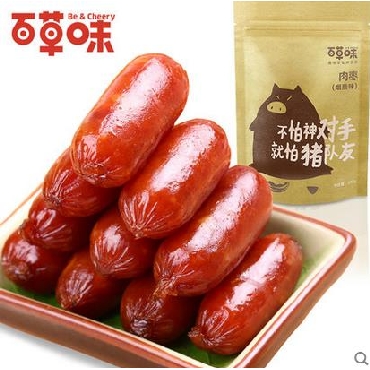【百草味-炭烤小香肠180g】休闲零食小吃特产 烤肠猪肉枣熟食